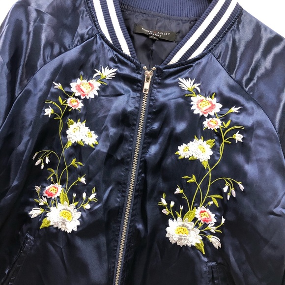 Romeo & Juliet Couture Navy Bomber Jacket Large - Picture 2 of 8